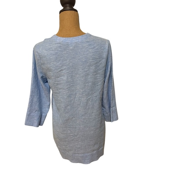 Lands End women’s 100% linen Notch Neck 3/4 Sleeve Tunic, Blue, Small pockets - Picture 5 of 8